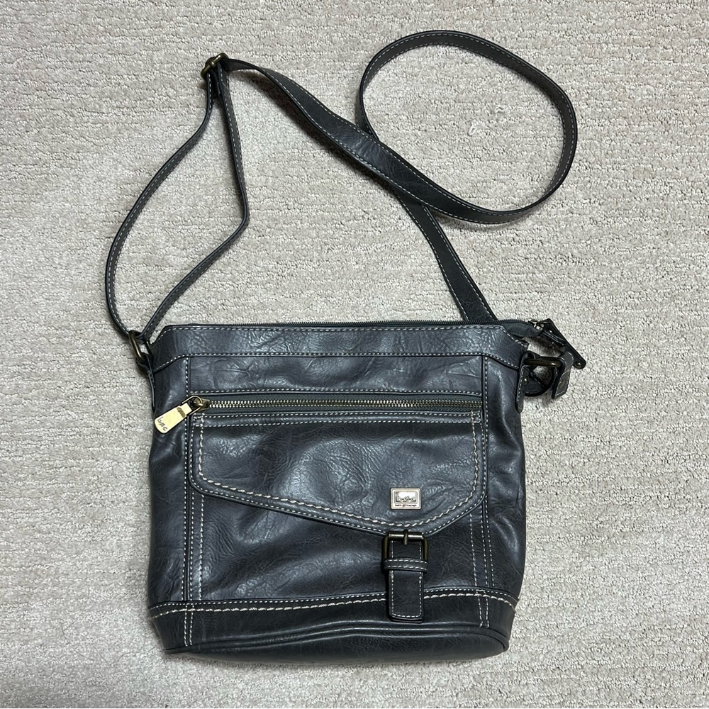 B.O.C. Born Concepts Amhearst Faux Leather Crossbody Purse Gray
